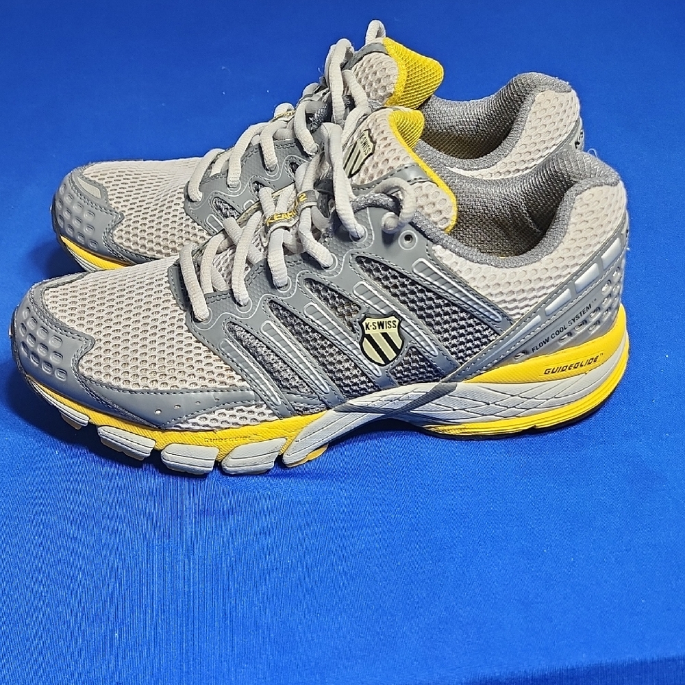 K-Swiss Gray and Yellow Running Sneakers